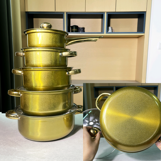 Casseroles inox dorées de 5 Pièces