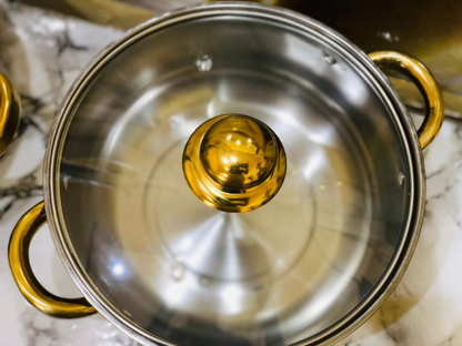 Casseroles inox dorées de 5 Pièces