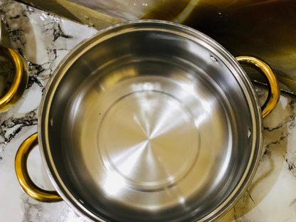 Casseroles inox dorées de 5 Pièces