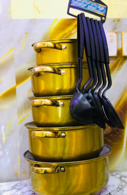 Casseroles inox dorées de 5 Pièces
