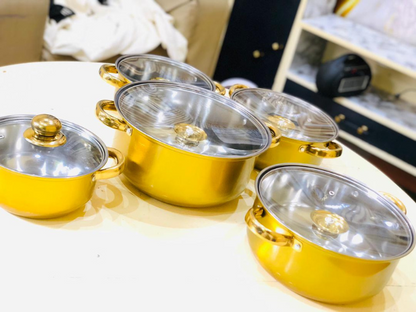 Casseroles inox dorées de 5 Pièces