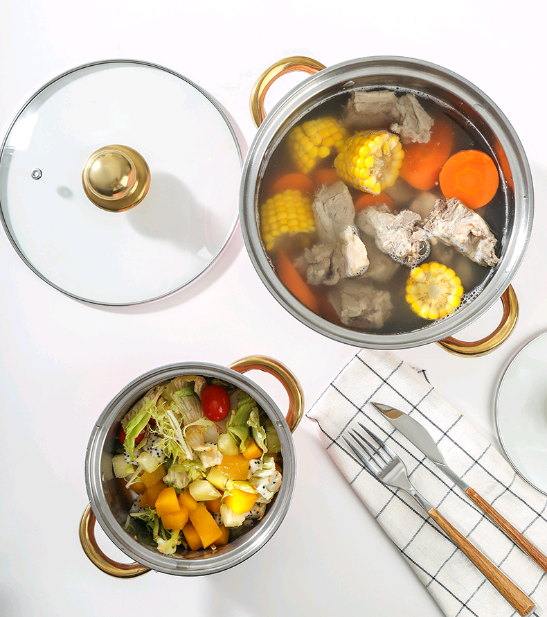 Casseroles inox dorées de 5 Pièces