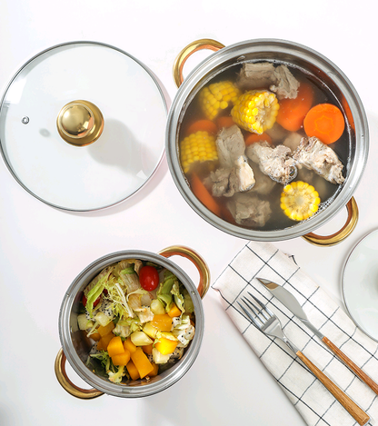 Casseroles inox dorées de 5 Pièces