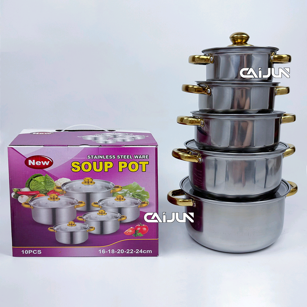 Casseroles inox dorées de 5 Pièces