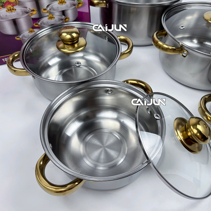 Casseroles inox dorées de 5 Pièces