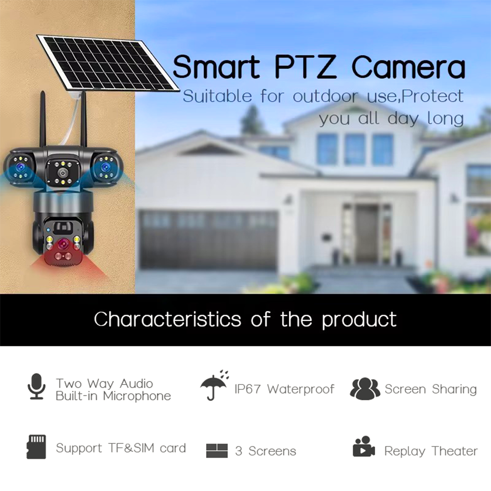Caméra de Surveillance Solaire 12MP 11ᵉ Génération